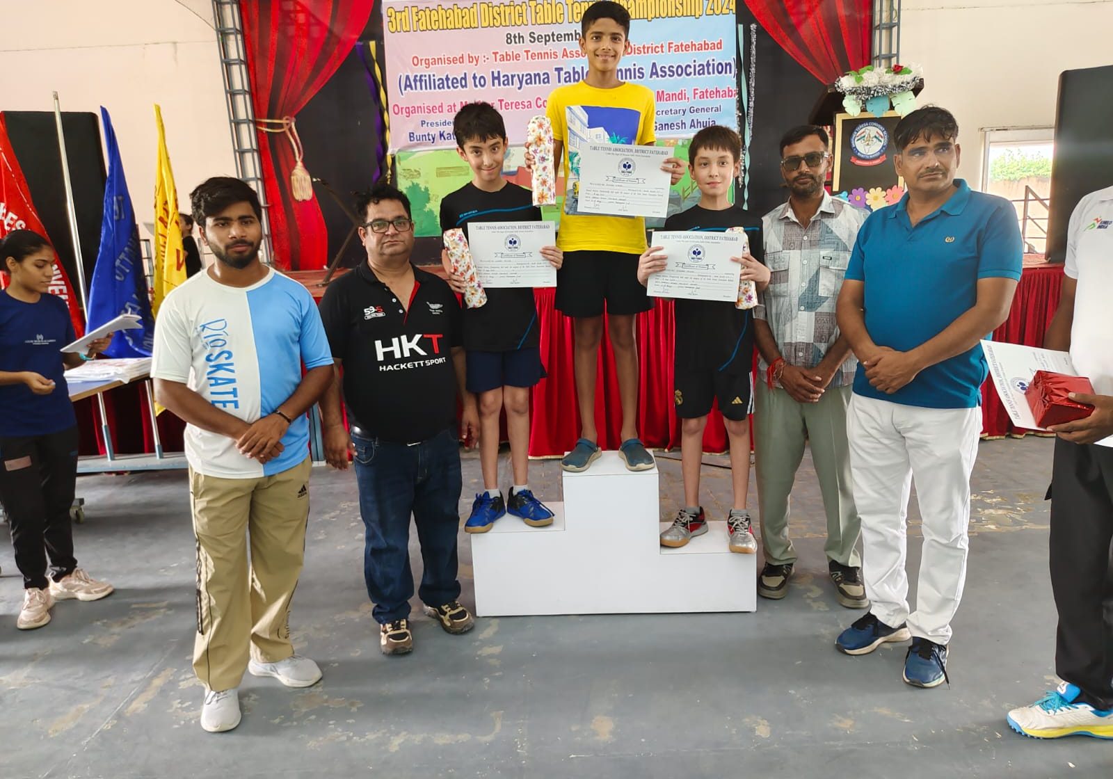 Event: 3rd Fatehabad District Table Tennis Championship 2024 Venue: Mother Teresa Convent School, Bhattu Mandi, Fatehabad, Haryana Date: 8th September 2024 We are proud to announce that Eshan, student of Grade VIII, competed multiple categories and secured 1st position in the Under-15, Under-17, Under-19, and even the highly competitive Men's Category. His impressive performance is a testament to his dedication to the sport and his relentless pursuit of excellence. Eshan's success in four different categories marks a significant achievement which is extremely commendable!